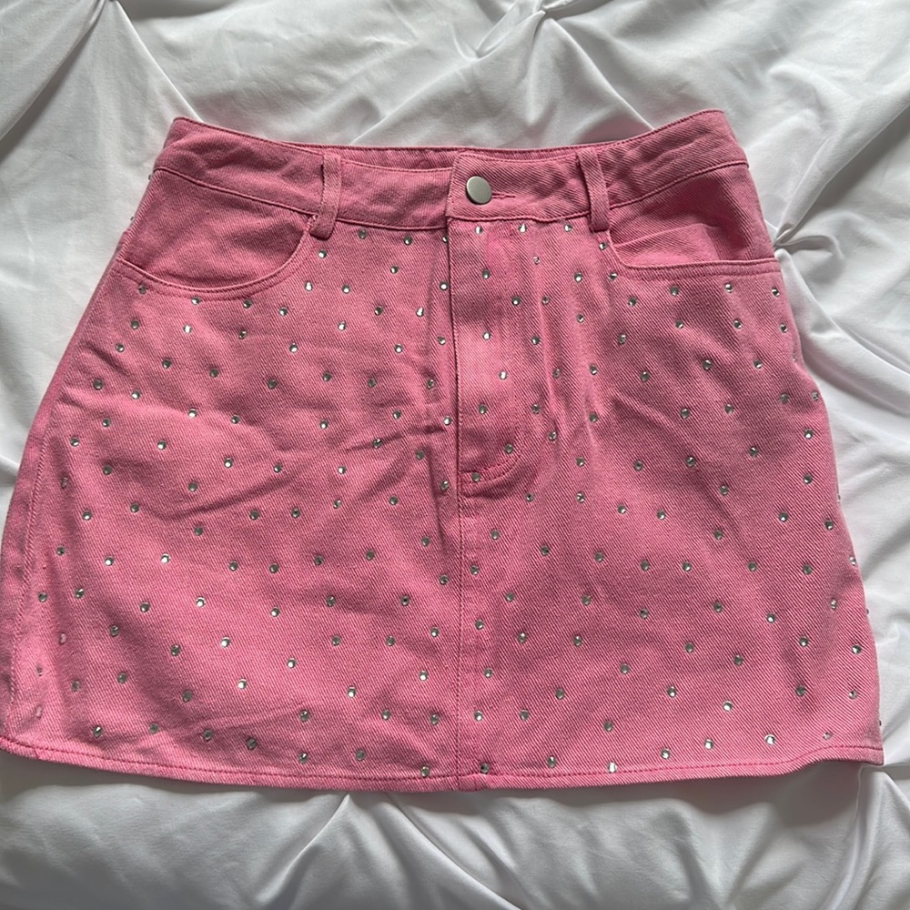 Jolene Rhinestone mini skirt - hot pink